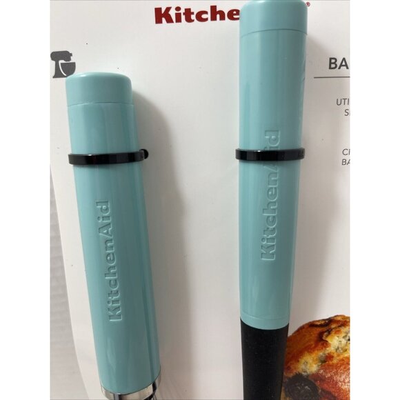 KITCHENAID AQUA 2 PIECE‎ BAKING SET UTILITY WHISK AND SPOON SPATULA Nut Tags! - Picture 2 of 5